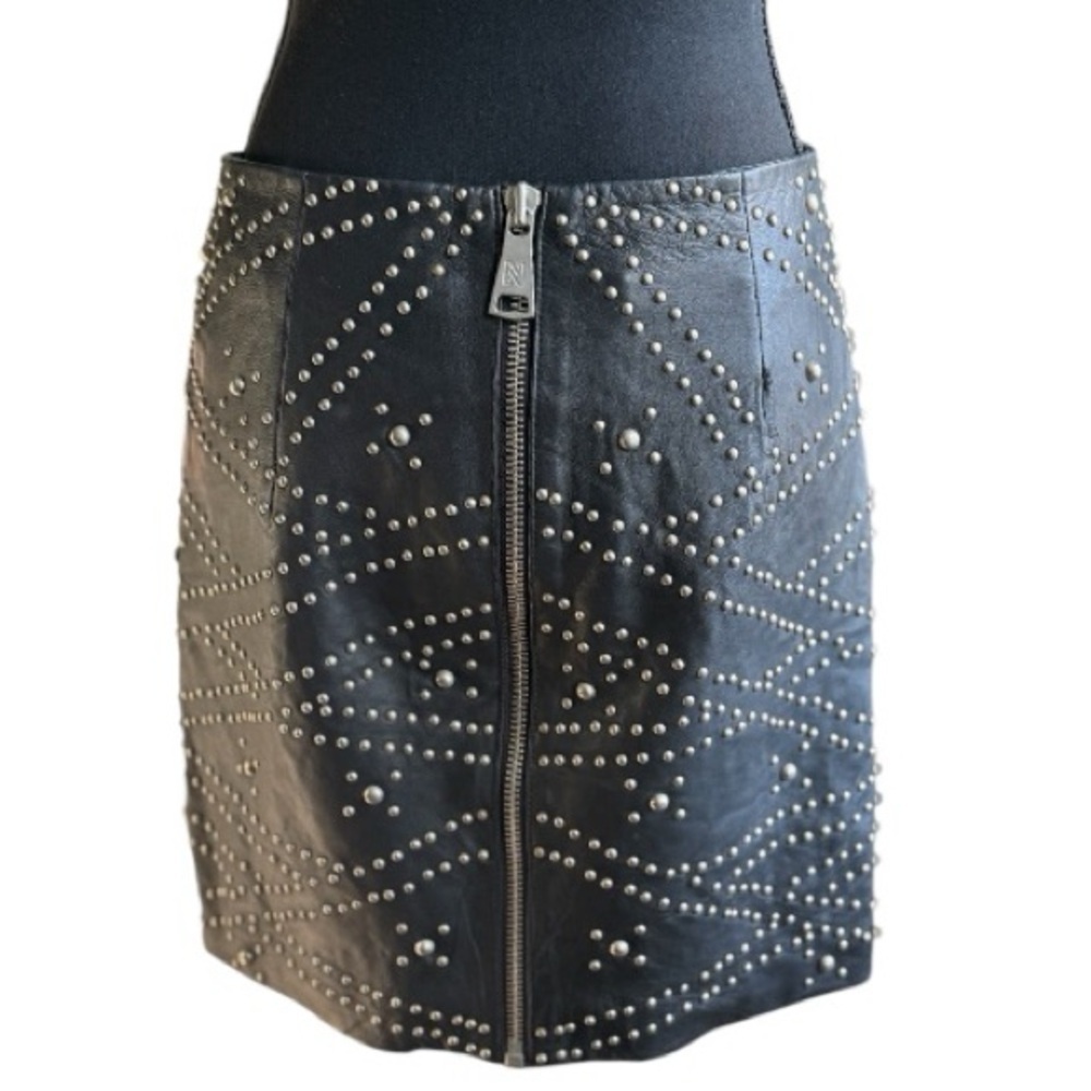 NIKKIE Studded Black Leather Mini Skirt Size 38 (US 6)